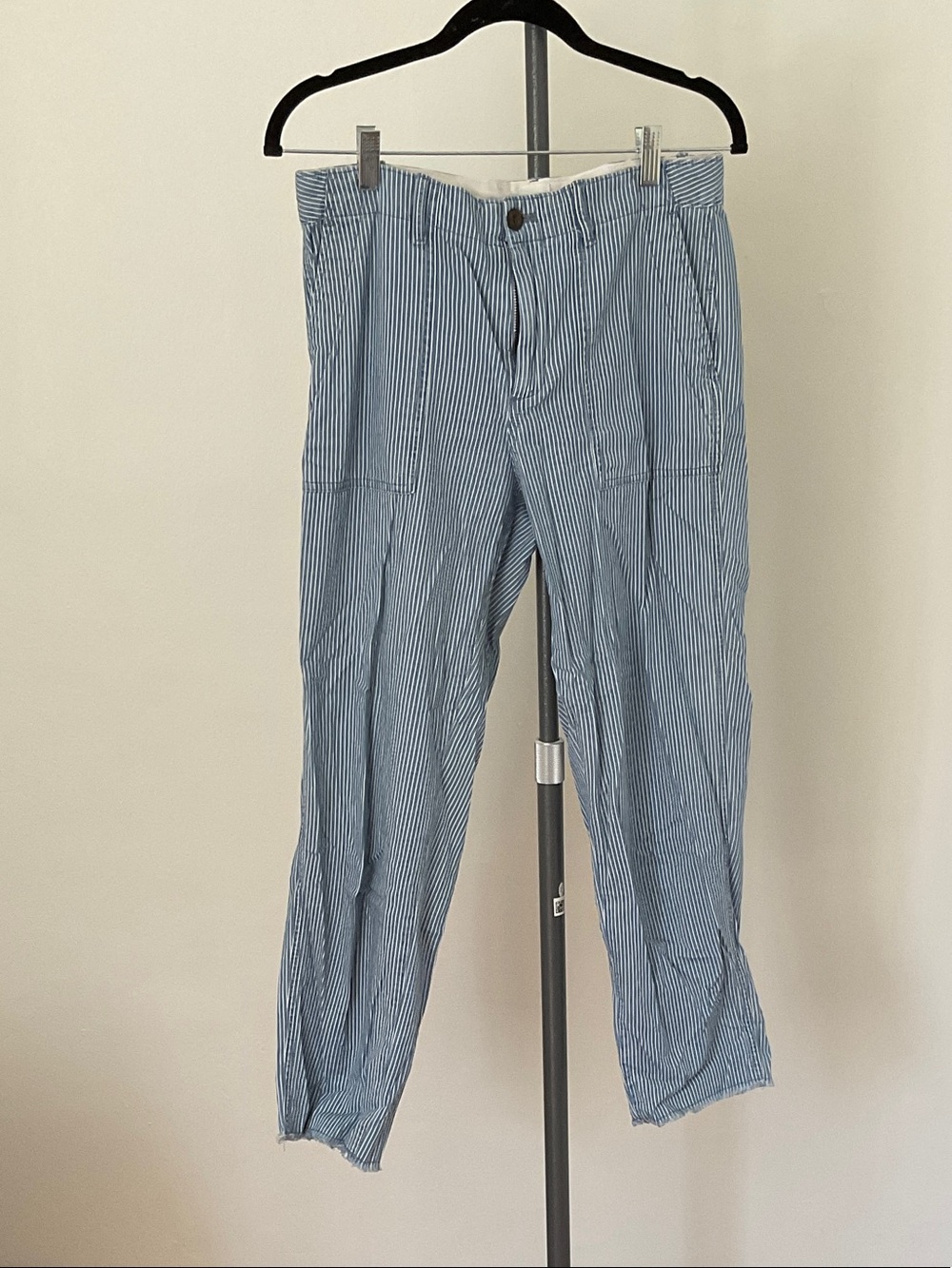GAP Women's Blue & White Pinstripe Straight Leg Pants